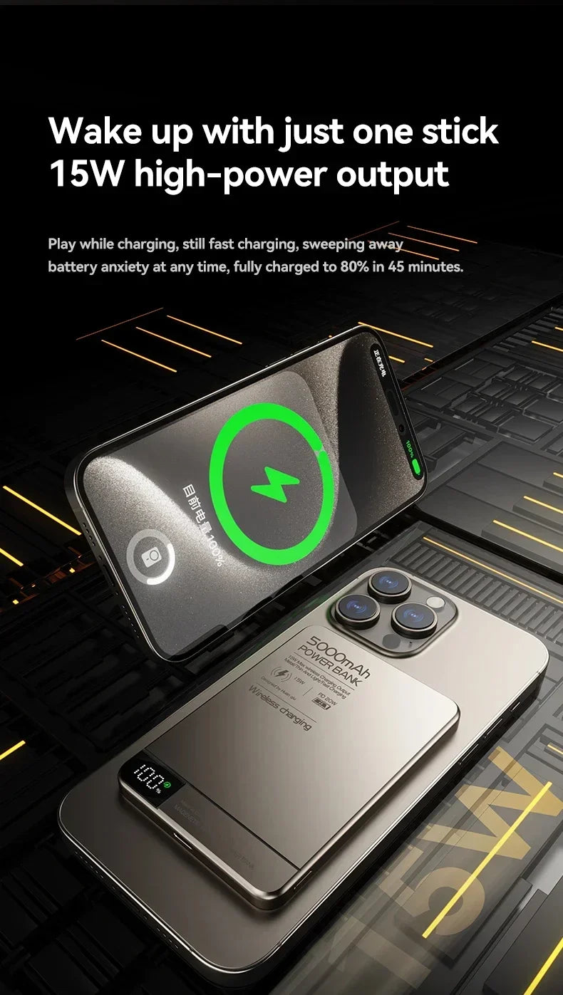 Ultra Wireless Magnetic Power Bank Travel Portable Fast Charging Capacity Digital External Battery For Magsafe IPhone CCC