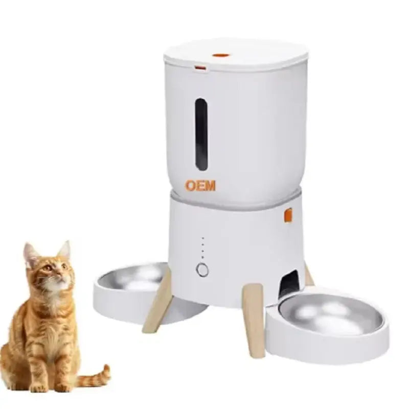 5L Pet Intelligent Feeder WiFi Automatic Cat Feeders for 2 Cats Cat Food Dispenser with APP Control Double Stainless Steel Bowls