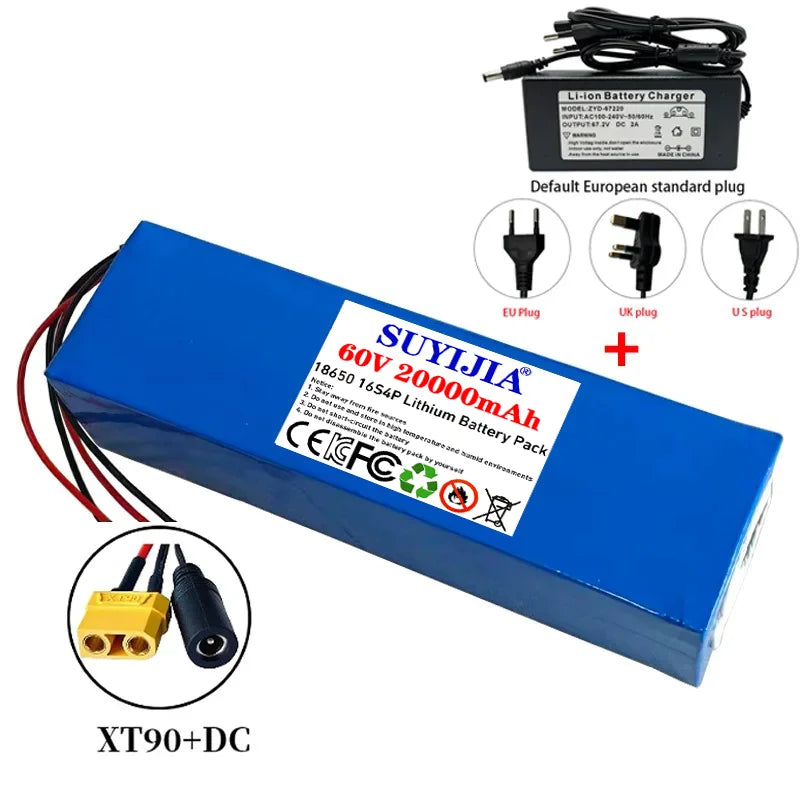 Air fast transportation 60V New Full Capacity Power 18650 Lithium Battery 20ah Lithium Battery Pack 16S4P Suitable for 250-2000W