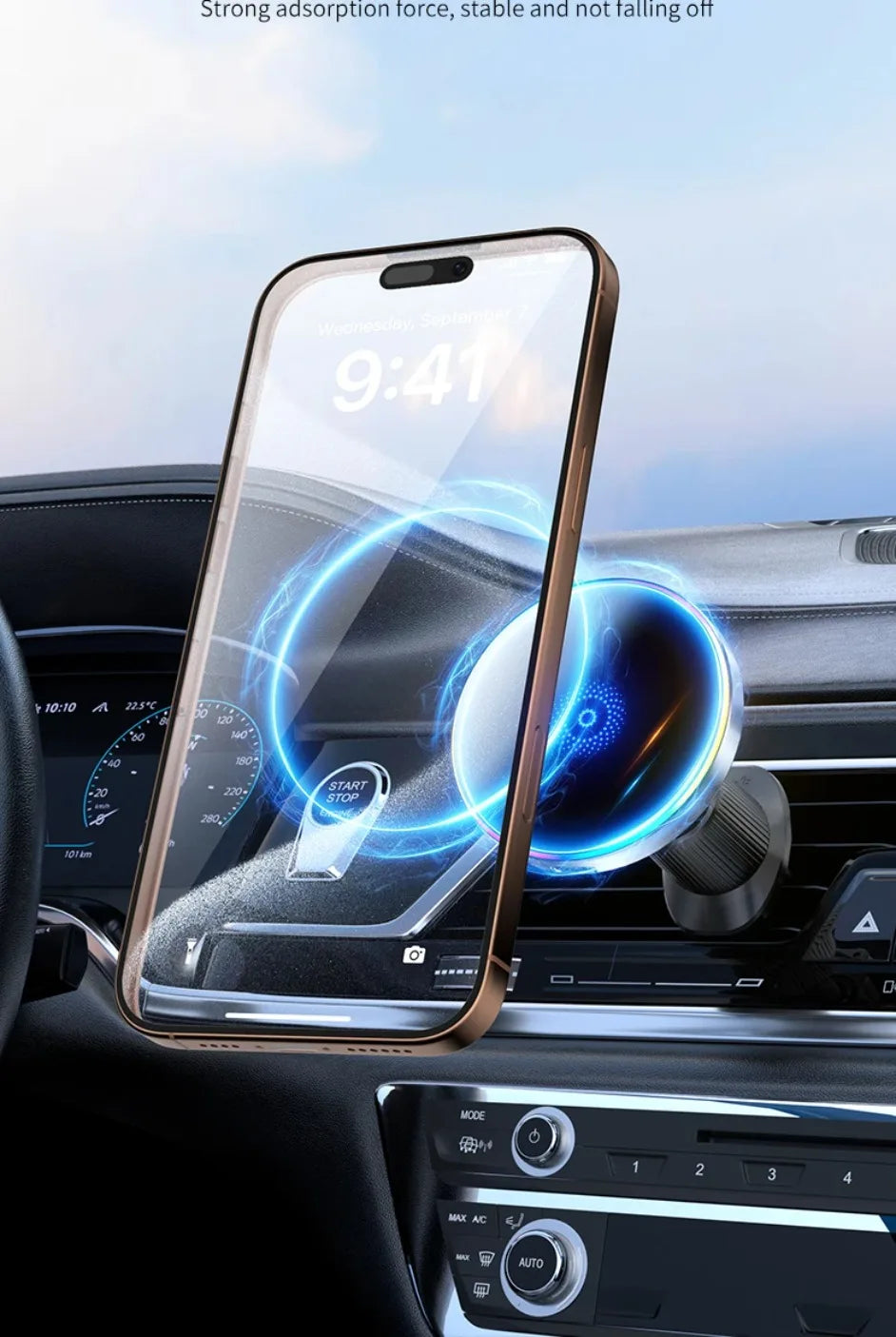 Magnetic Wireless Car Charger  Phone Stand For Magsafe iPhone 17 16 15 14 13 12 Pro Max Air Vent RGB Fast Charging Station Mount