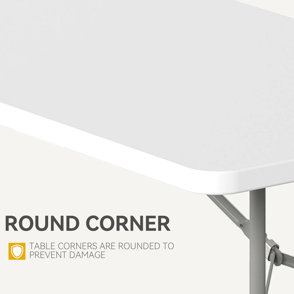 YITAHOME White 6ft Folding Table - Waterproof Heavy Duty 180x75cm for Camping/BBQ/Picnic, Portable with Carry Handle