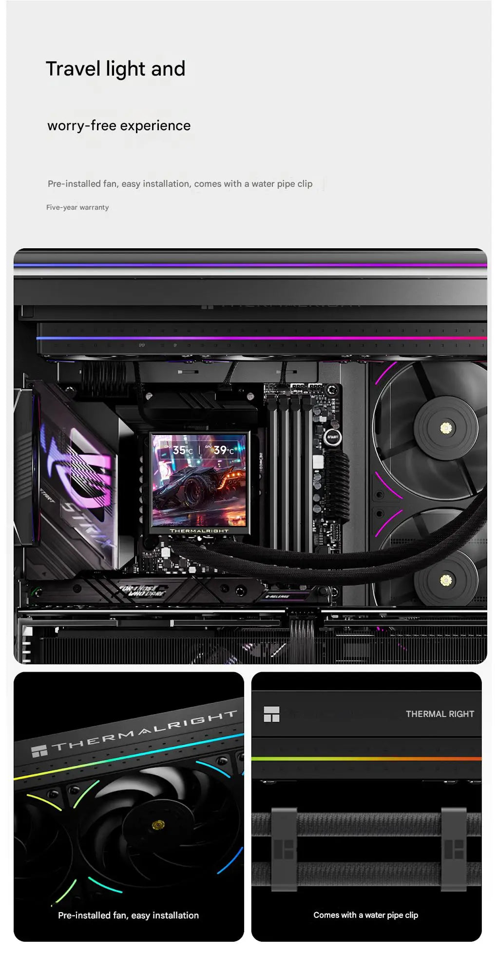 Thermalright PEERLESS VISION 360 UB ARGB All-In-One Liquid CPU Cooler, DIY Theme/With 3.95-Inch Display for LGA 1851/AM5/AM4