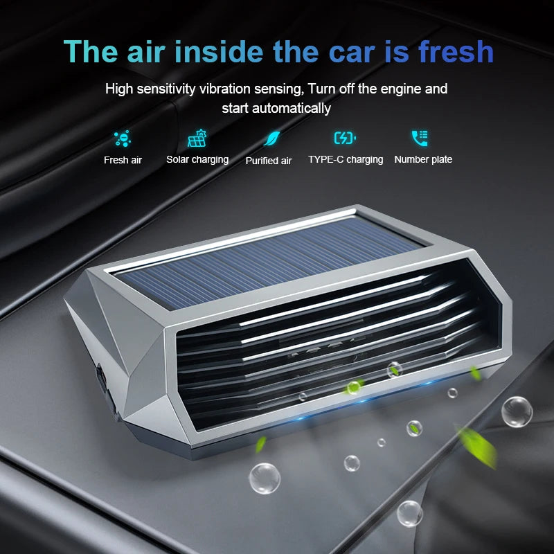 1pc, Solar purifier, automatic operation, air purifier with vibration sensor, can significantly improve the air inside the car i