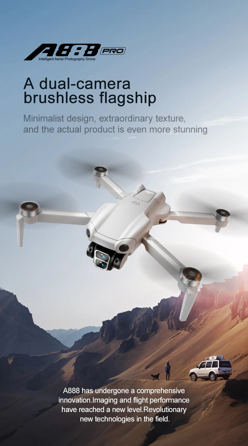 2025 New A888 PRO Drone Profesional 4K HD Cameras brushless motor Aerial Photography Optical flow Foldable Quadcopter Toys