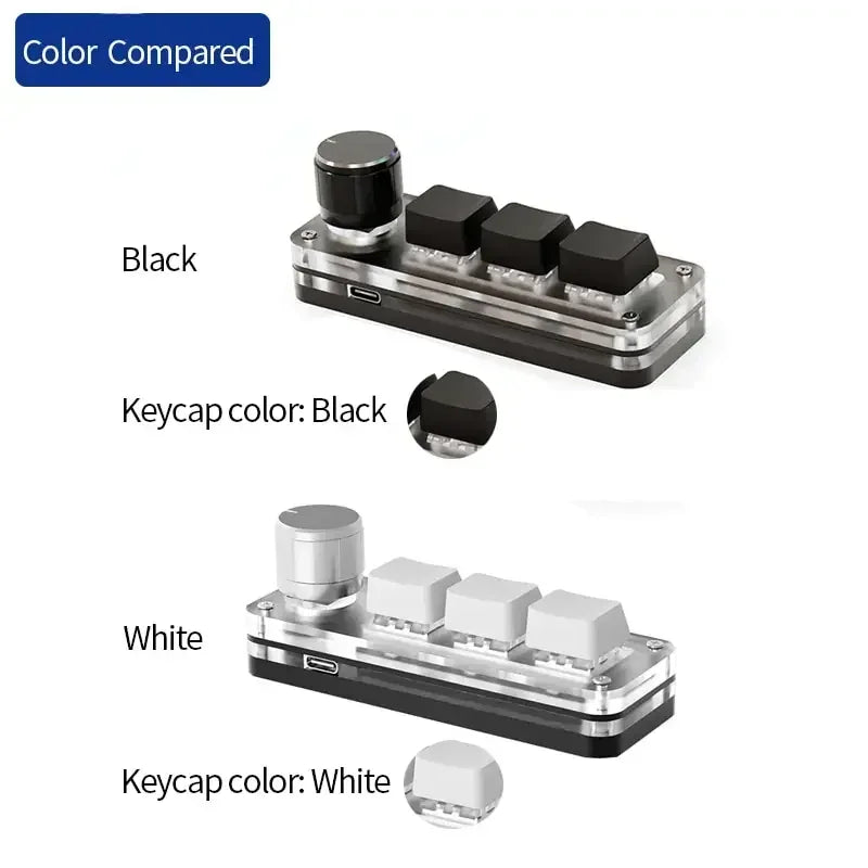 Mini Macro Mechanical Keyboard with 3 Keys 1 Knob USB RGB Gaming Custom Programming Switch Portable Keypad for PC Game Photoshop