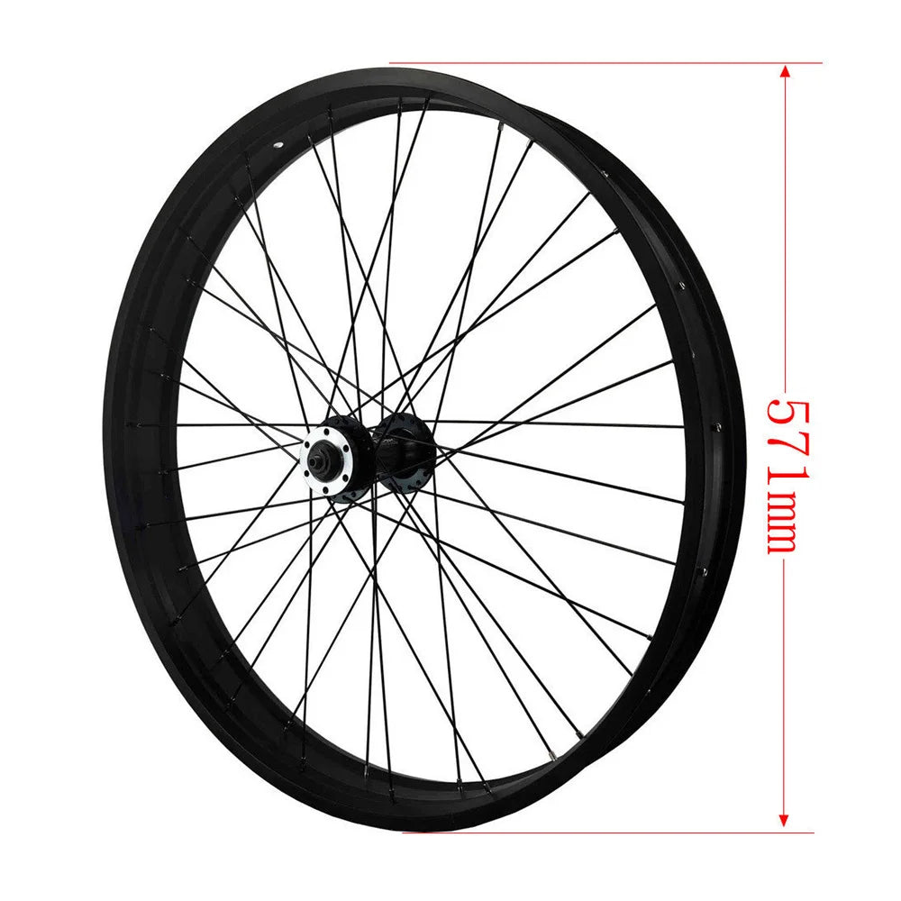 Fat Bike Front Wheel Ebike 20 And 26 inch, Disc Brake, 36H Inner, 74mm Outer, 80mm Width, O.L.D, 135mm, 4.0 Inch Tire