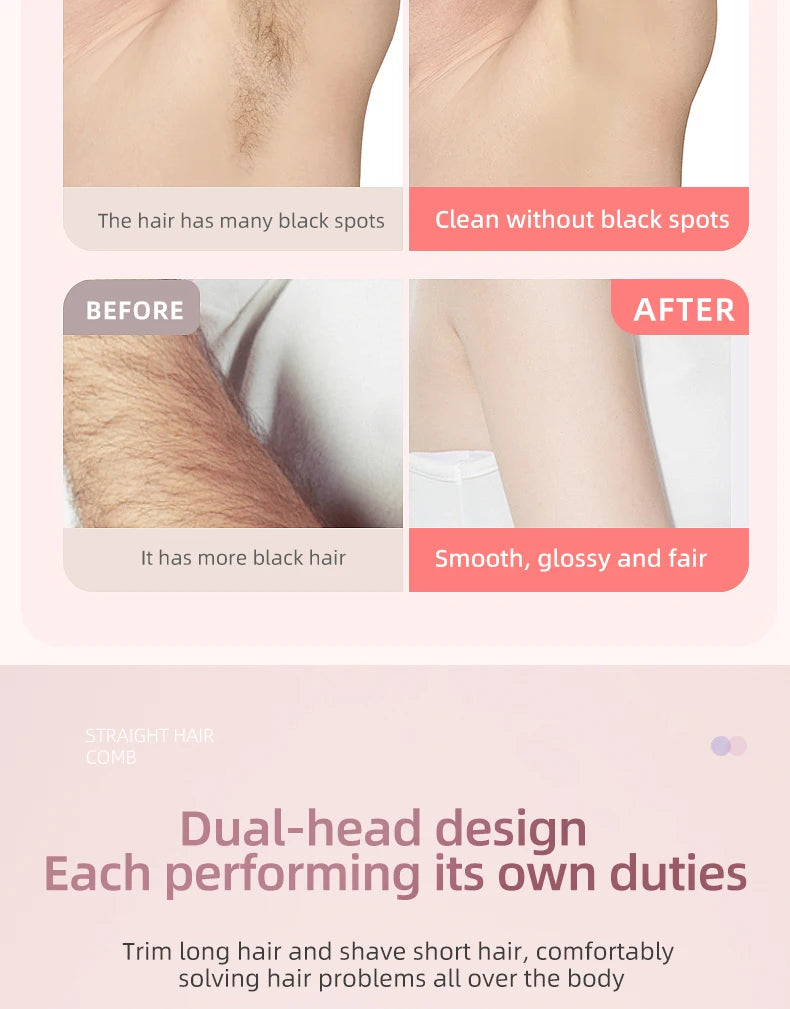 Double Head Electric Epilator Women Rechargeable Painless Hair Remover Shaver for Body Private Areas Bikini Gentle Trimming