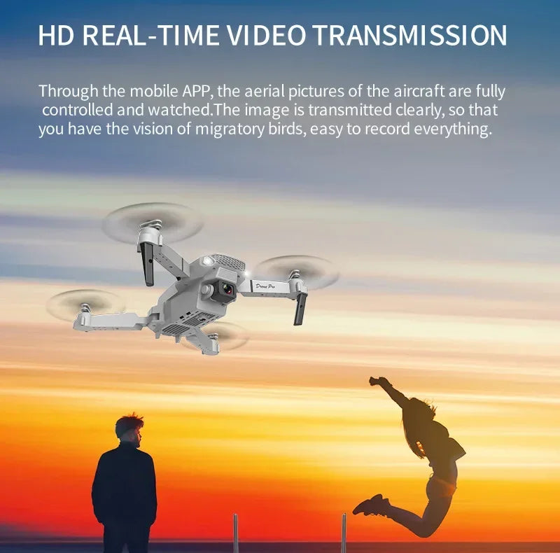 DWI D19 E88 Pro Drone 4K Professional HD RC Airplane Dual Camera Wide Angle Head Remote Quadcopter Toy Helicopter for Adults Kid