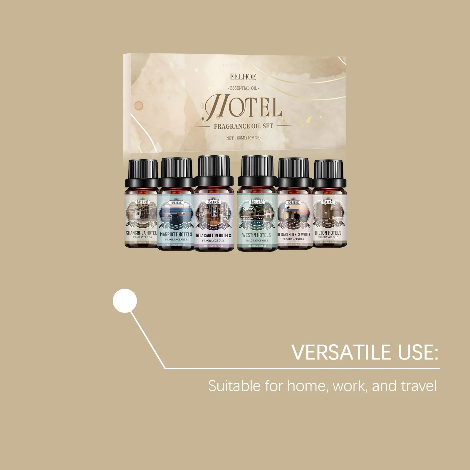 6 Flavors 10ml Essential Oils Nature Plant Making for Aroma Diffuser Air Humidifier Home Hotel Water-soluble Fragrance Gifts Kit