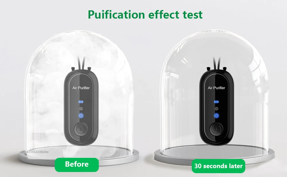 Air Purifier Negative Ion Generator Mini Hanging Neck Air Purifier Portable Air Freshener for Car Home Smoke PM2.5 Virus Remover