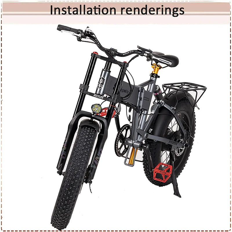 BUCKLOS Snow Fat Bike Fork 20*4.0 Inch / 26*4.0 Inch Air Suspension Fork Travel 180mm Double Shoulder E-Bike Fork Bicycle Parts