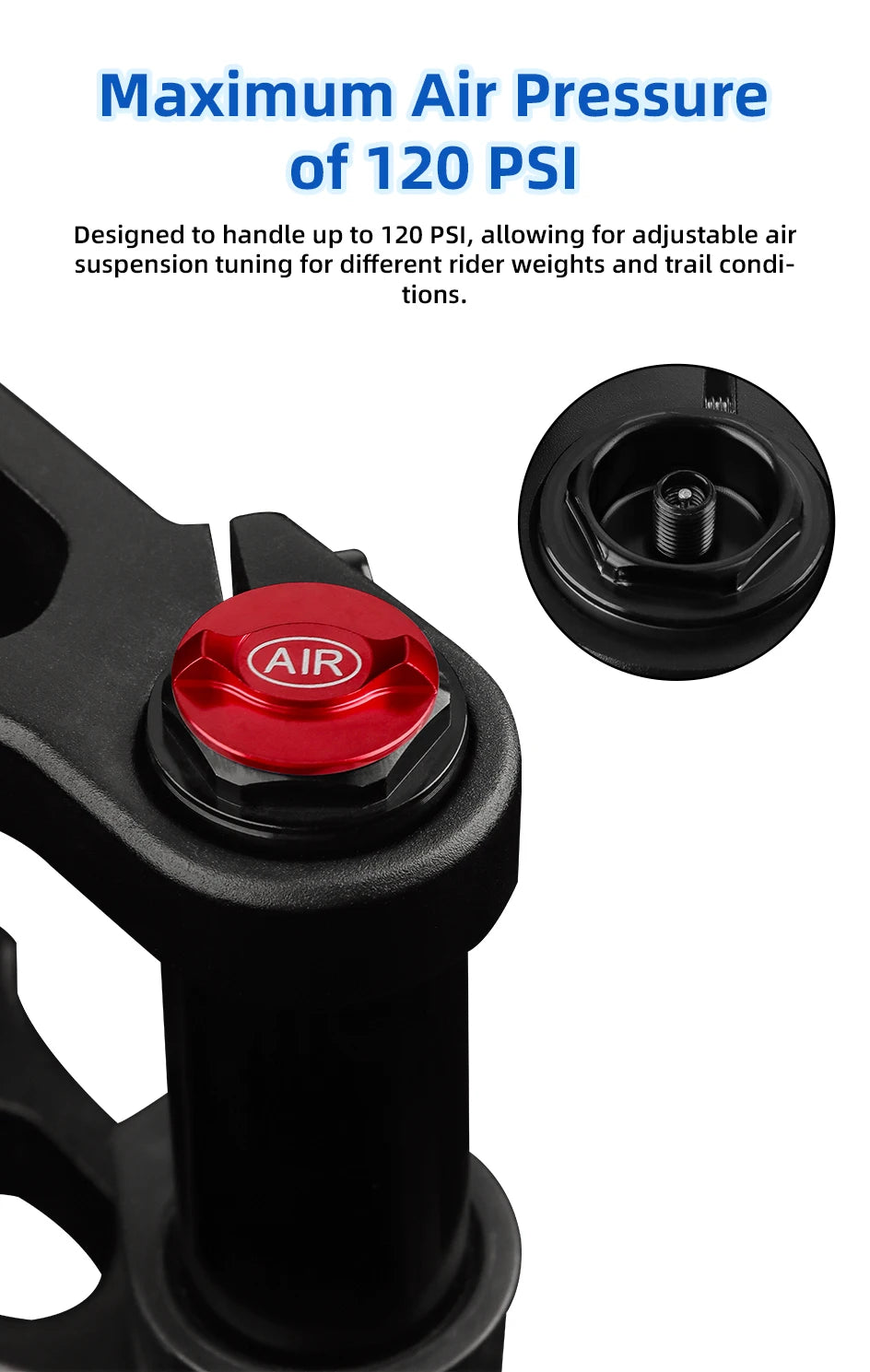 BOLANY Bicycle Snow Front Fork 20 inch 26 inch 4.0 Tire MTB Bike Fork 110mm Travel Double Shoulder Air Supension for E-Bike