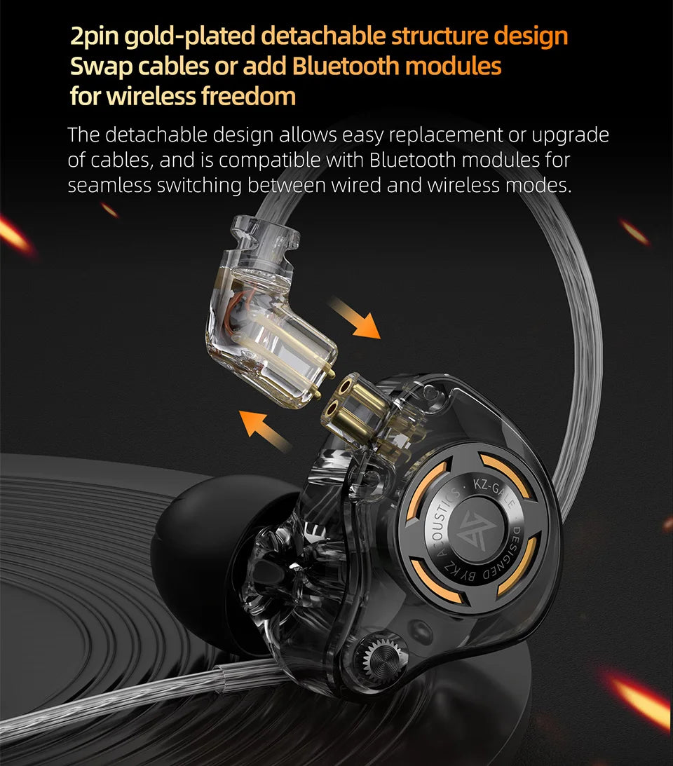 KZ Gale In-Ear Gaming Earphones 7.1 Stereo E-sports Bass Metal Earbuds for Video Game Stage Live Wired Headphones With HD Mic