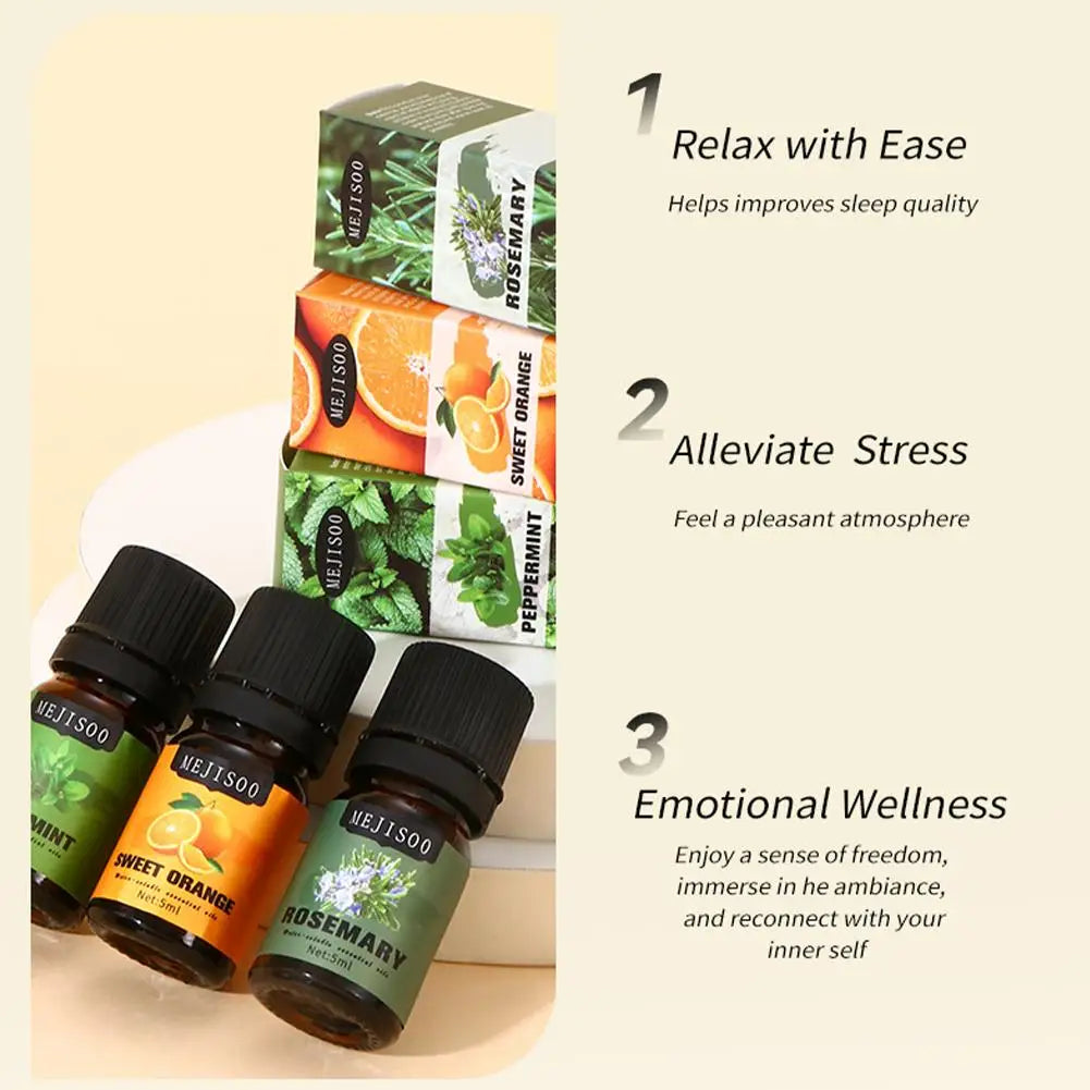 12 Flavors Essential Oils For Aroma Diffuser AirHumidifier Home Water-soluble Lavender Eucalyptus Lemon Bergamot 5ml