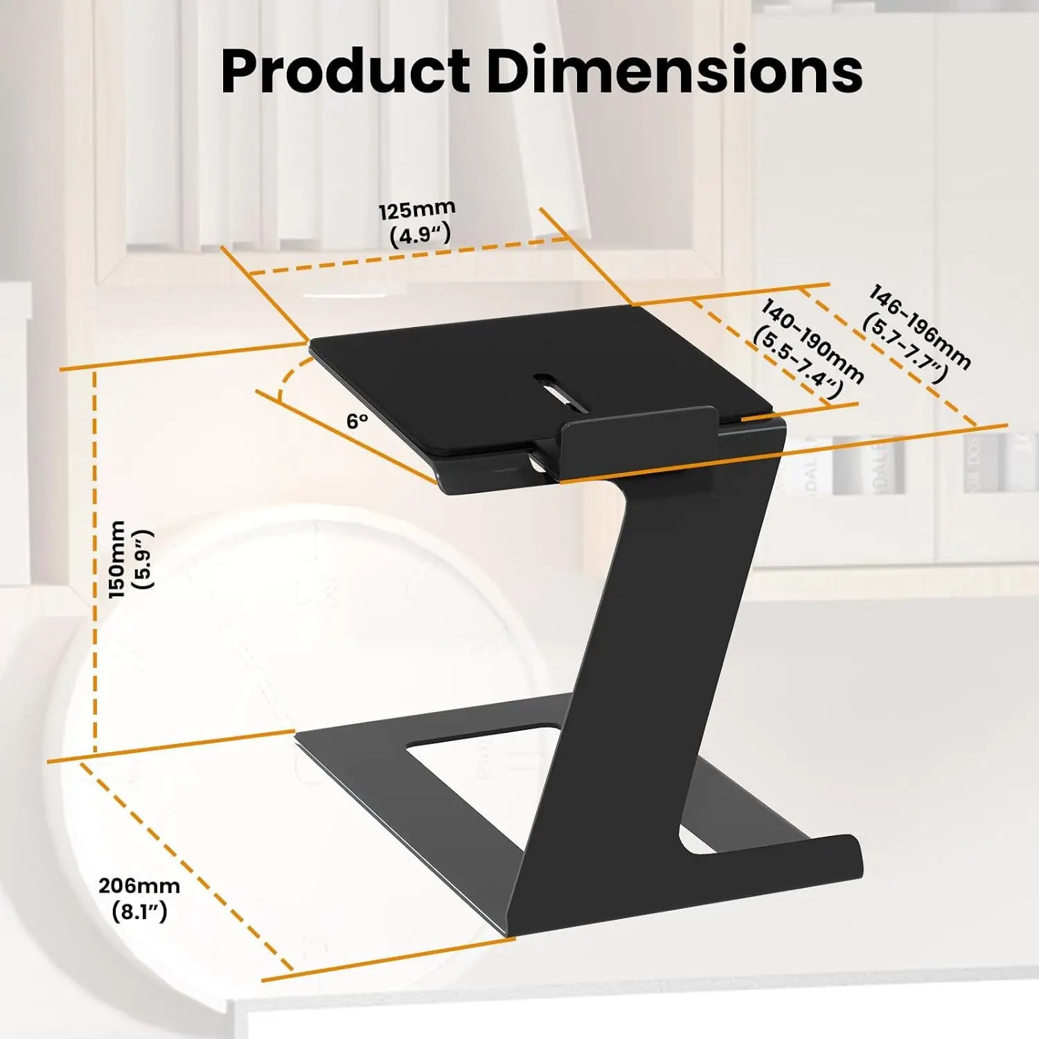 Desktop Speaker Stands 1 piece Carbon Steel Cantilevered Speaker Bracket with Vibration Absorption Pad for Computer Monitors