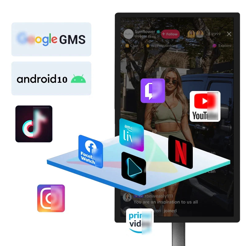 21.5 Inch Interactive Smart Display TV Android Operated In-Cell Touch Monitor Fitness Video Games USB Movable LCD Screen