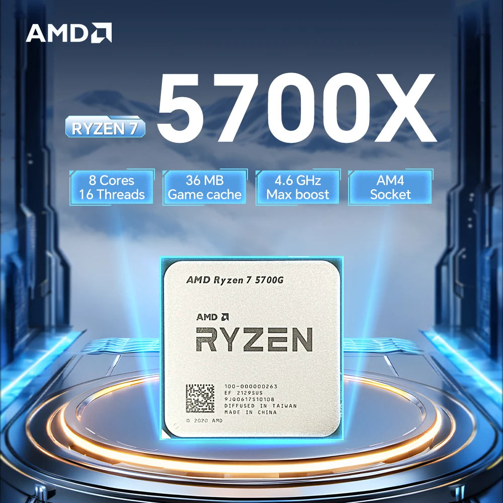 AMD Ryzen 7 5700X 8-Core 16-Thread 7NM 3.4GHz L3=32M Processor 65W Socket AM4 NEW R7 5700X Gaming CPU Processor DDR4 but without