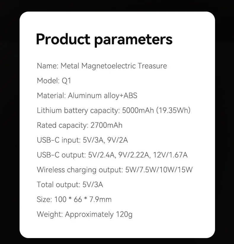 Ultra Wireless Magnetic Power Bank Travel Portable Fast Charging Capacity Digital External Battery For Magsafe IPhone CCC