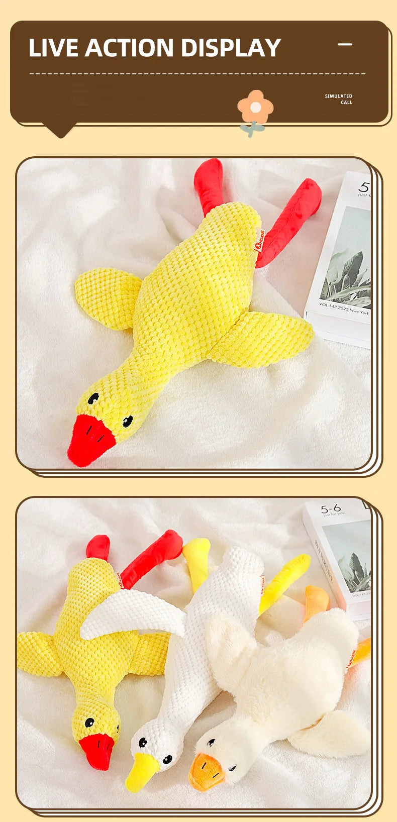 HOOPET Dog Toys Funny Interactive Plush Duck Toy for Dogs Teething Durable Chewing Squeaky Toy Pets Accessories