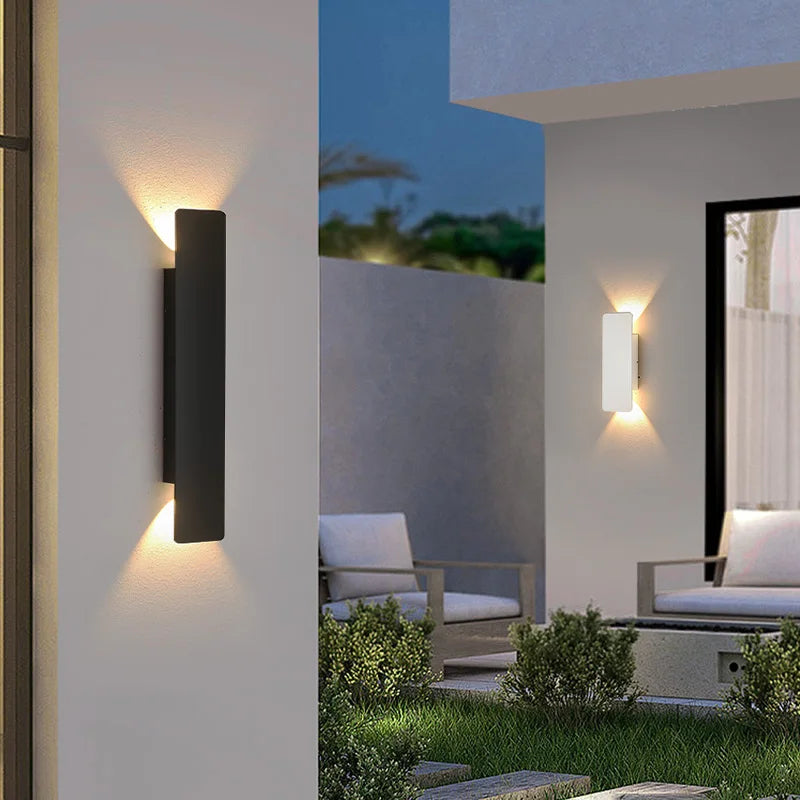 Outdoor Waterproof Wall Lamp Modern LED Lamp Black White Aluminum Up Lower Light Wall Lamps Waterproof IP65 110V 220V Fixtures