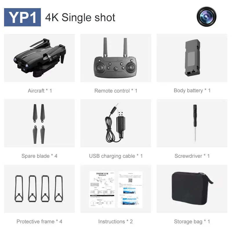 2026 New YP1 Camera Drone with Mobile App Control HD Aerial Photography 360° Adjustable Camera Stable Optical Flow