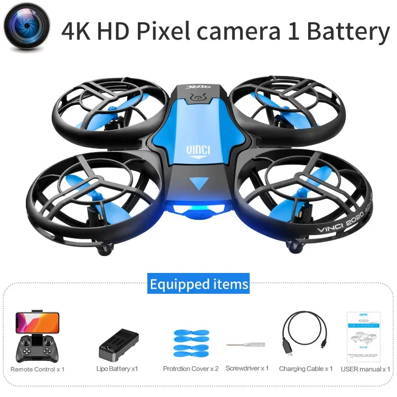 4DRC V8 New Mini Quadcopter Drone - 4K HD Wide Angle Camera, WiFi FPV Remote Control, Height Hold, 4-Axis RC Aircraft Kids' Toy