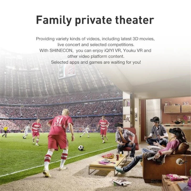 VR SHINECON Thousand Magic Mirror VR Glasses G04BS Bluetooth Headset Version 3D Virtual Reality Helmet Smartphone + Joystick