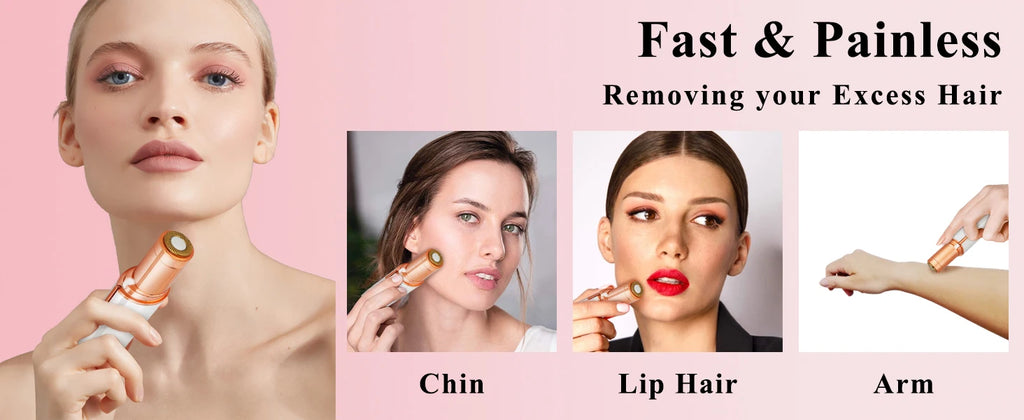 Facial Hair Remover for Women - as Seen on TV Painless Face Shaver - Electric Hair Removal Device for Face Lips Peach Fuzz