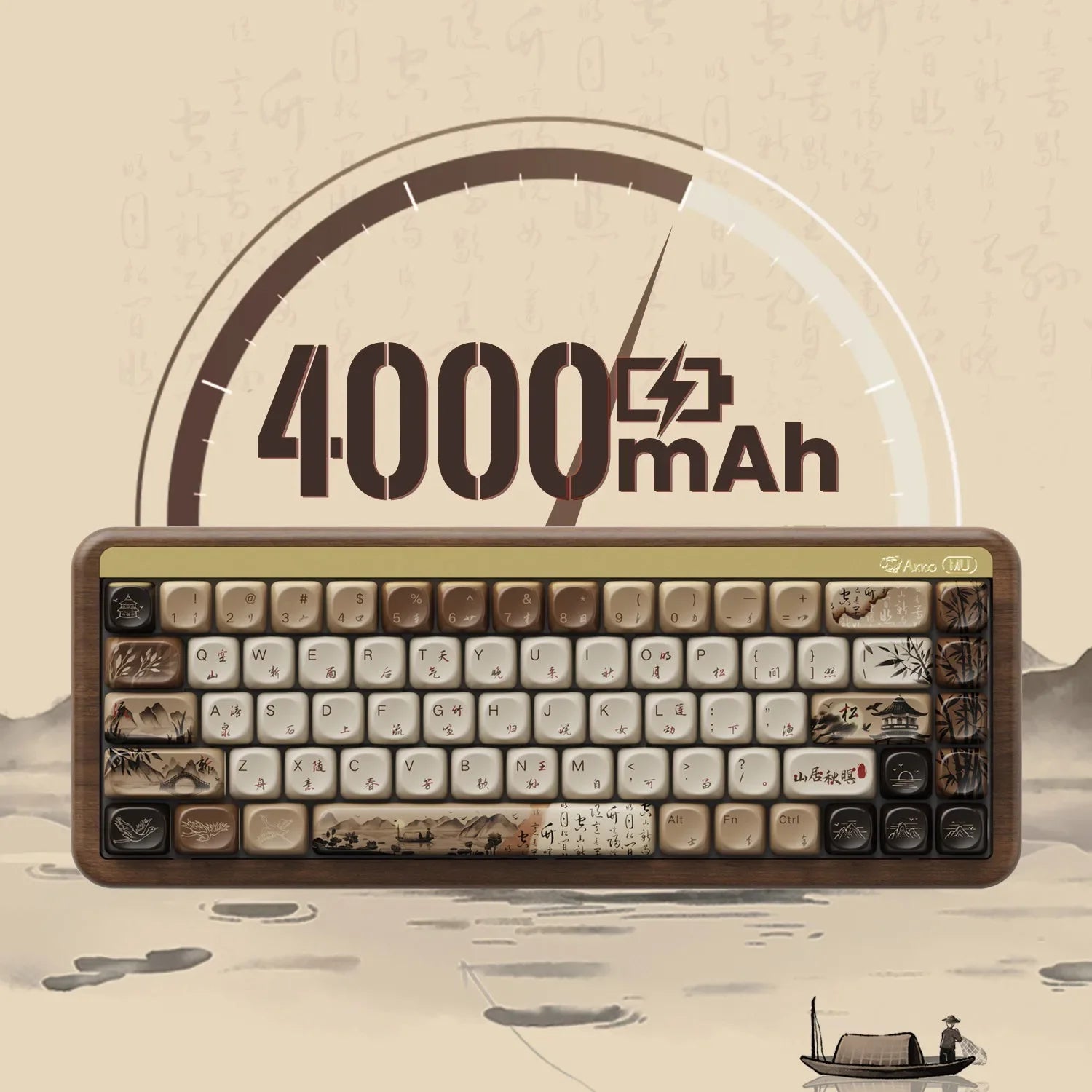 MU01/2 68key Wooden Mechanical Keyboard MOA Profile Custom RGB Hot-swappable BT 5.0/2.4G Wireless & Type-C Wired Gaming Keyboard