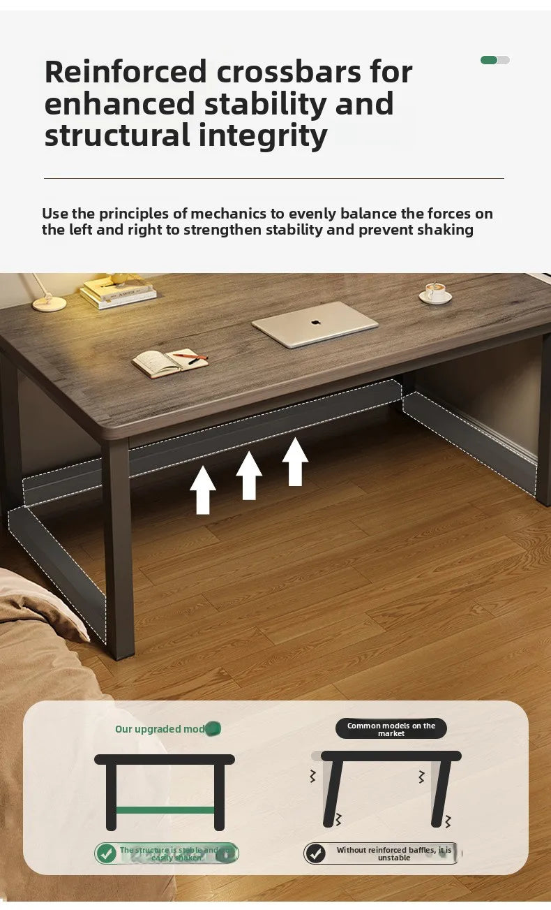 80/100/120/140/160cm Office Desk 15mm Wood Desktop Computer Table with Steel Frame Study Writing Desk for Home Office Workspace