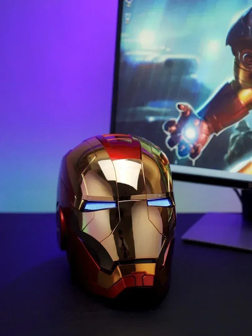 2025 New Marvel Iron Man Helmet Black Gold Black Silver Electric Helmet Voice Controlled Voice Machine Face Mask Toy Birthday Gi