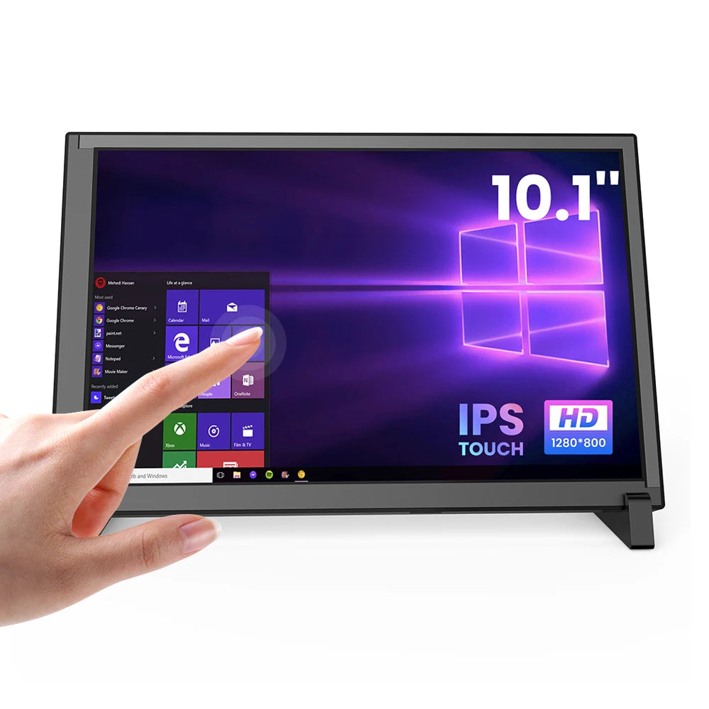 Miktver Small 10.1" Capacitive 10 Points Touch Monitor With Stand 1280x800P Raspberry Pi Display Plug&Play For Laptop Win 7/8/10