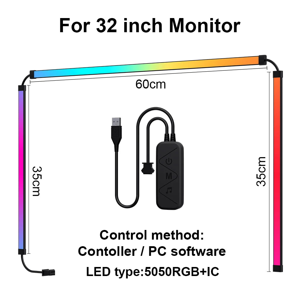 Gaming Lights Strip Monitor Backlight RGB Color Sync Light Strip Control LED Computer Smart PC Display Sync DIY Ramadan Decor