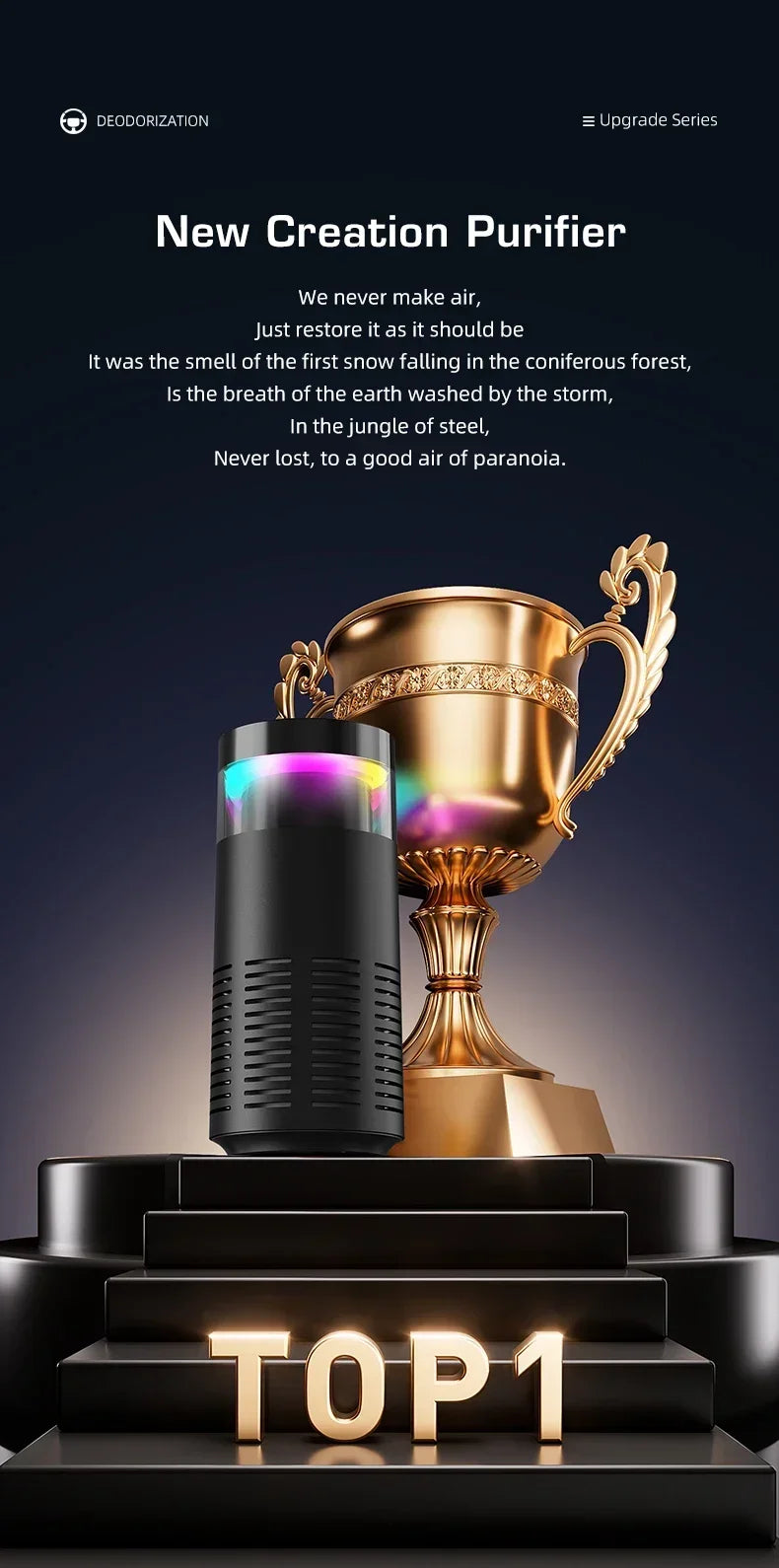 Mini Air Purifier with Aromatherapy Sticks True HEPA Filter Cleans Air & Eliminates 99.97% of Dust, Odors - Cars, School, Office