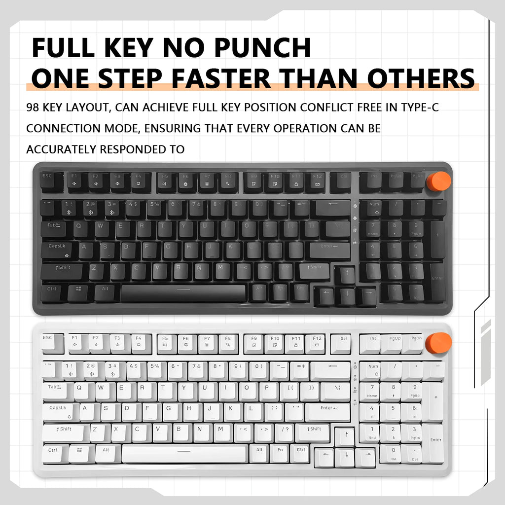 Lenovo MK9 Mechanical Gamer Keyboard RGB Customize Wireless USB/2.4G/Bluetooth 3Mode CNC Esports Gaming Keyboard Office Gifts