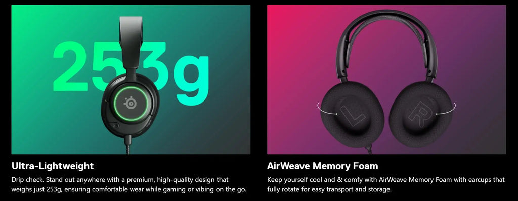 SteelSeries Arctis Nova 3 RGB Wired Gaming Headset the Lightweight Headphone with ClearCast Gen 2 Mic 360 Spatial Surround Sound