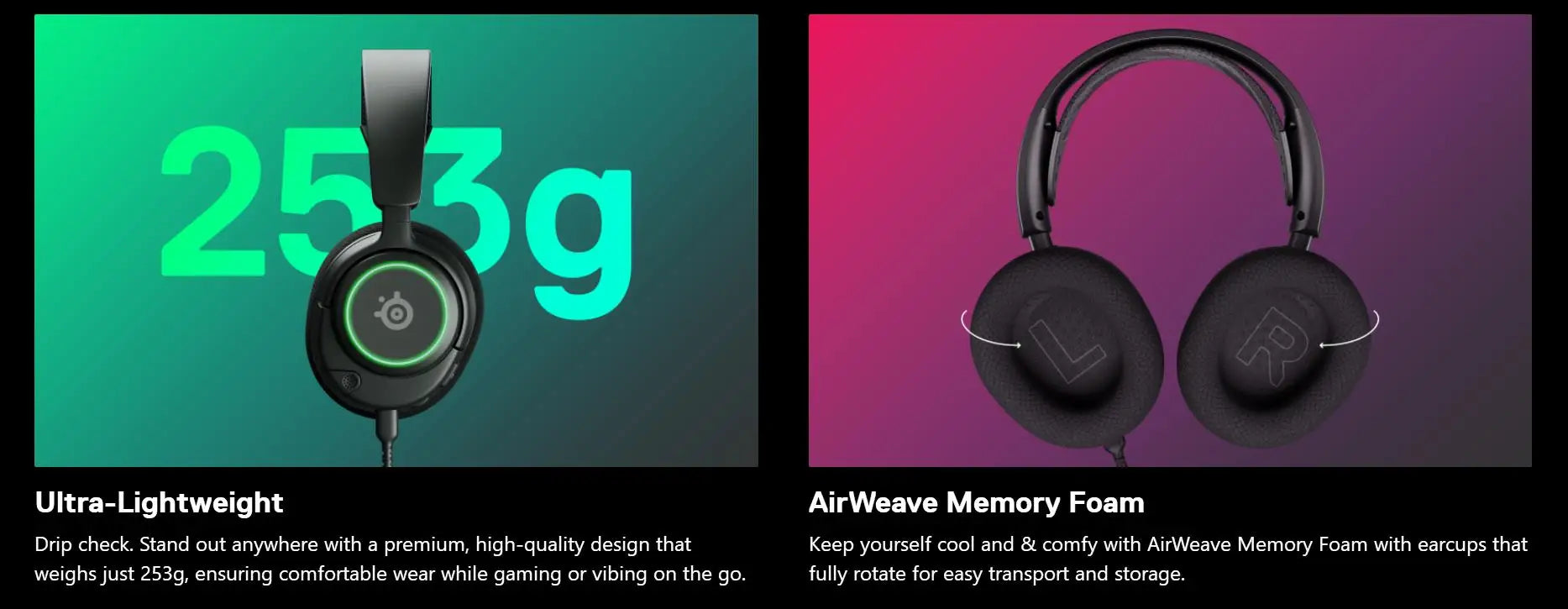SteelSeries Arctis Nova 3 RGB Wired Gaming Headset the Lightweight Headphone with ClearCast Gen 2 Mic 360 Spatial Surround Sound