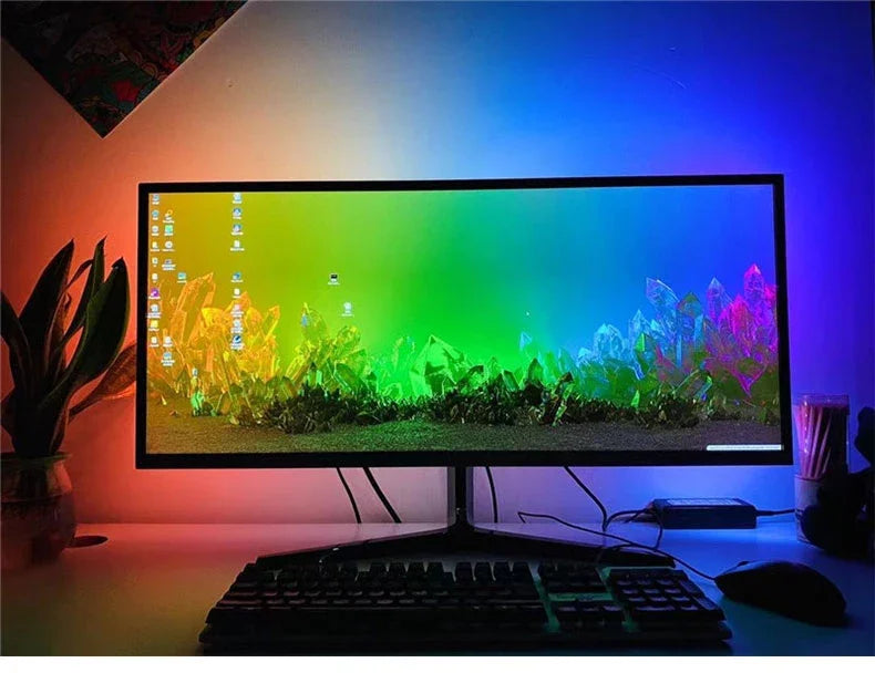 Immersive LED Strips TV PC Background Light RGBIC Dream Color Computer Screen Monitor Color Sync Smart Control Ambient Lamps