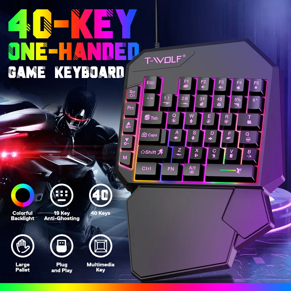 Mechanical Gaming Keyboard Kit 5 In 1 Set One Hand Keyboard 5D Mechanical Gamer Mouse Converter Mobile Game Pro Converter