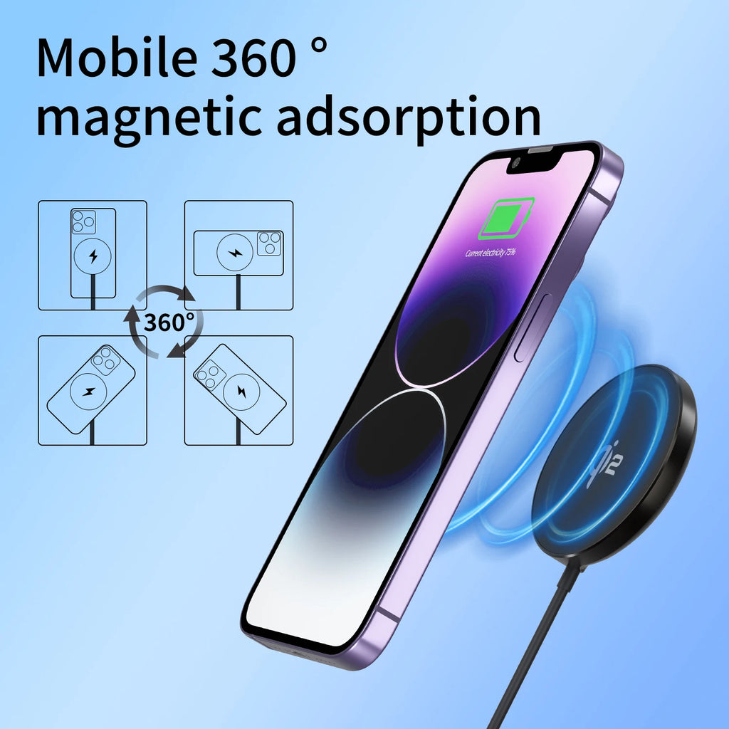 15w Maxsafe Wireless Pad Fast Charging Type-c Magnetic Car Wireless Charger For iPhone 14 13 16 15 Pro XS Max Mini X XR