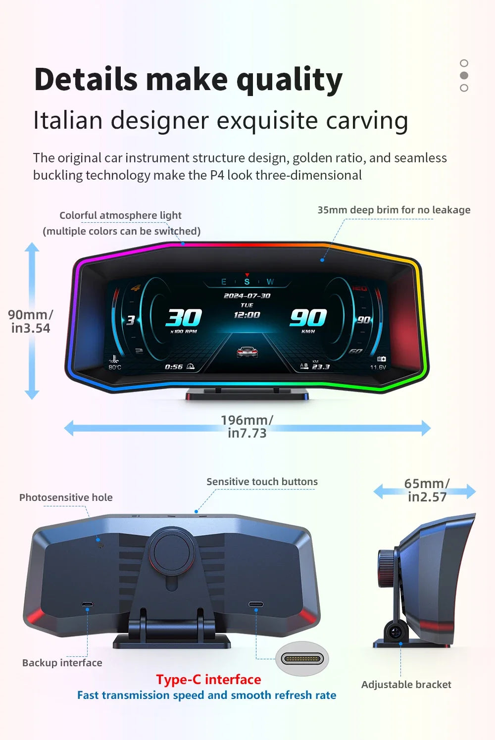 Newest P4 Car OBD2 Head Up Display For HUD On Board Computer Digital Overspeed Alarm Universal Auto Electronic Accessories Smart
