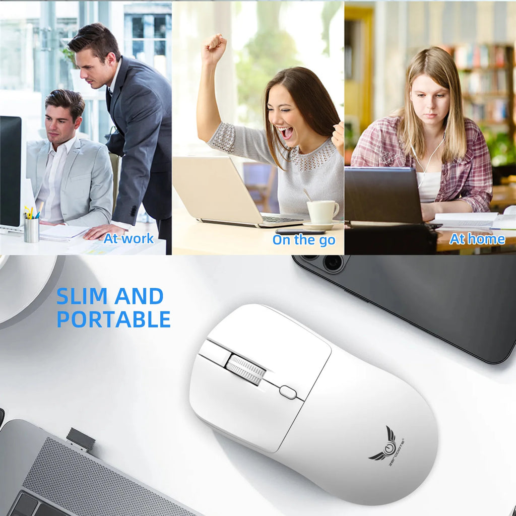 2.4G Wireless Mouse Ergonomic Adjustable 800-1200-1600 DPI Lightweight Rechargeable Office Gaming Mice For PC/Laptop/Macbook Pro