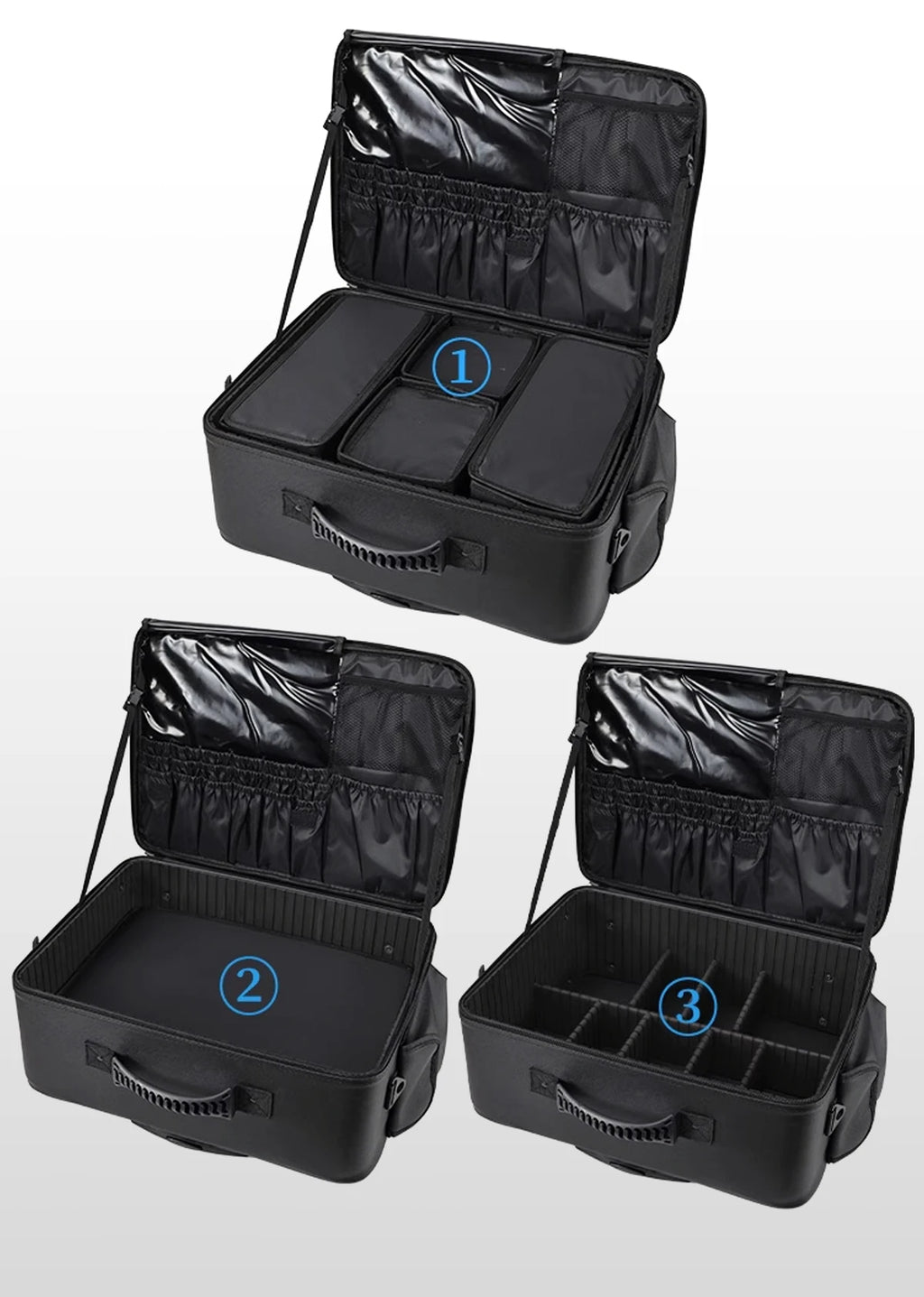 Travel Makeup Artist Bag Luggage Cosmetic Brush Storage with Wheels Beauty Tool Organizer Rolling Suitcase for Artists