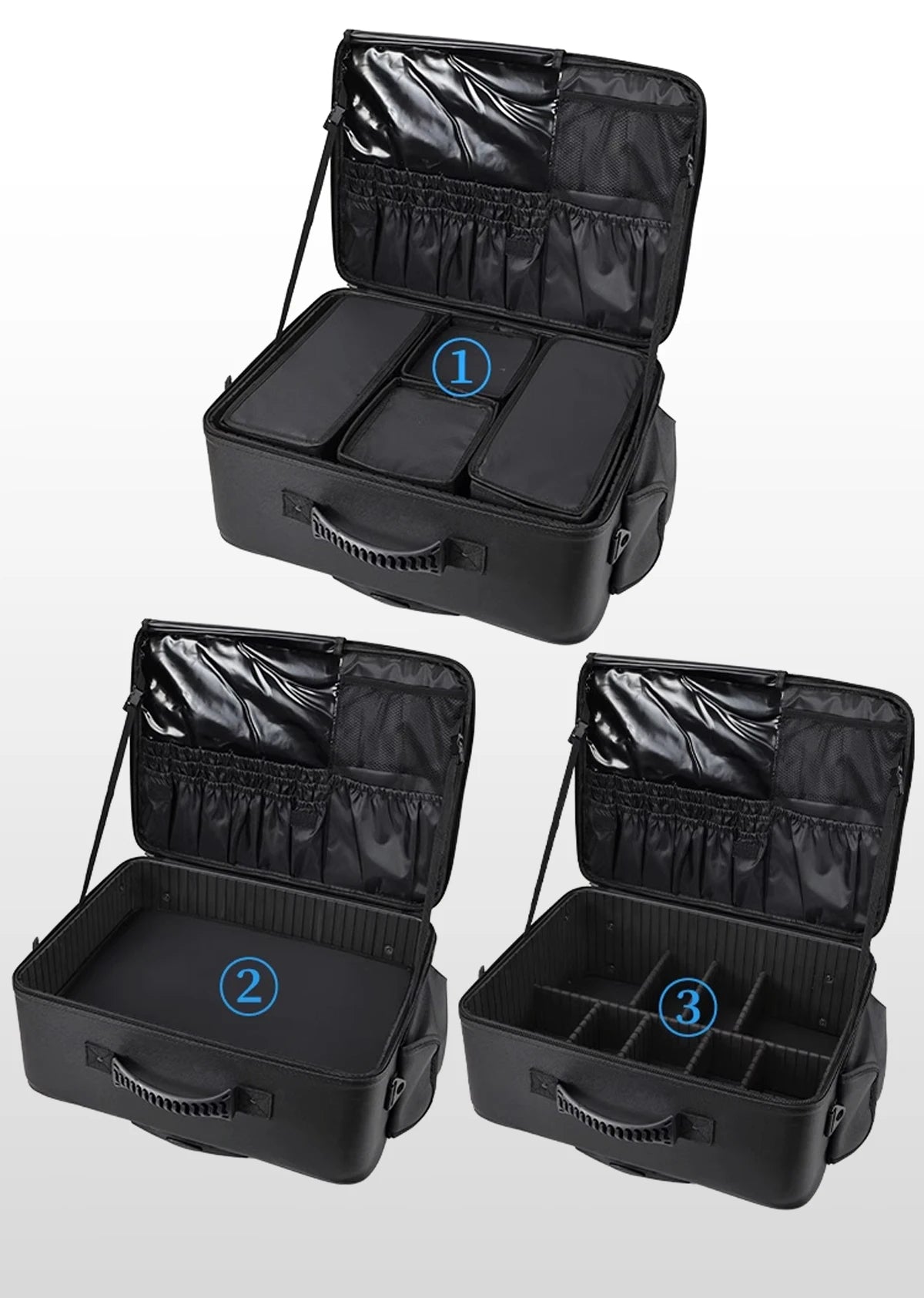 Travel Makeup Artist Bag Luggage Cosmetic Brush Storage with Wheels Beauty Tool Organizer Rolling Suitcase for Artists