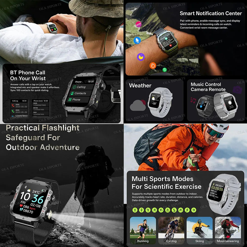 2025 New SmartWatch Men For Women Militray Outdoor GPS Track Sport Watches Heart Rate Sleep Waterproof Smart Watch IOS Android