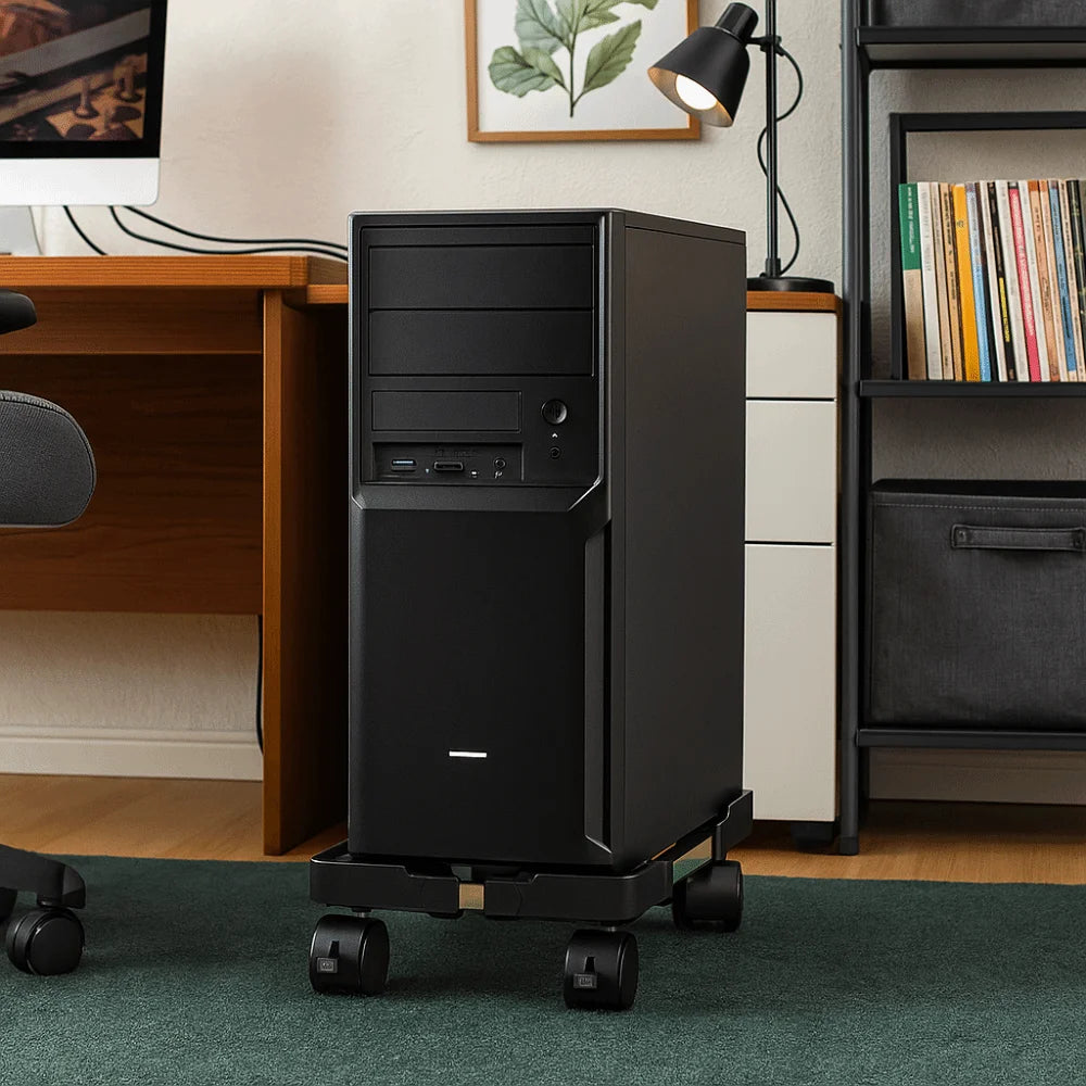 Desktop Stand Adjustable Mobile CPU Stand Scalable Stable CPU Stand with Universal Wheels Computer Mainframe Rack Office