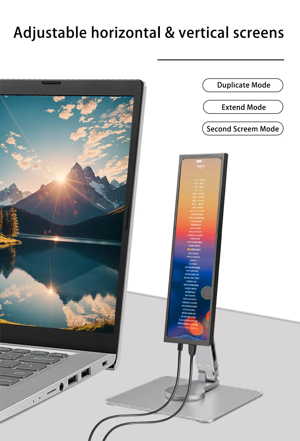 11.3'' Portable Monitor 440×1920 IPS Stretched Bar Display for GPU CPU Temperature Not compatible with AMD integrated graphics