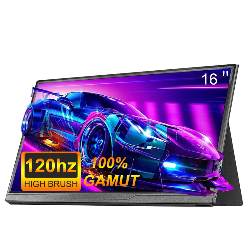 16inch Portable Monitor 120HZ 100%sRGB Display FHD External Second Computer Screen Gaming for PC Laptop Cell Phone Ps4/5 Switch