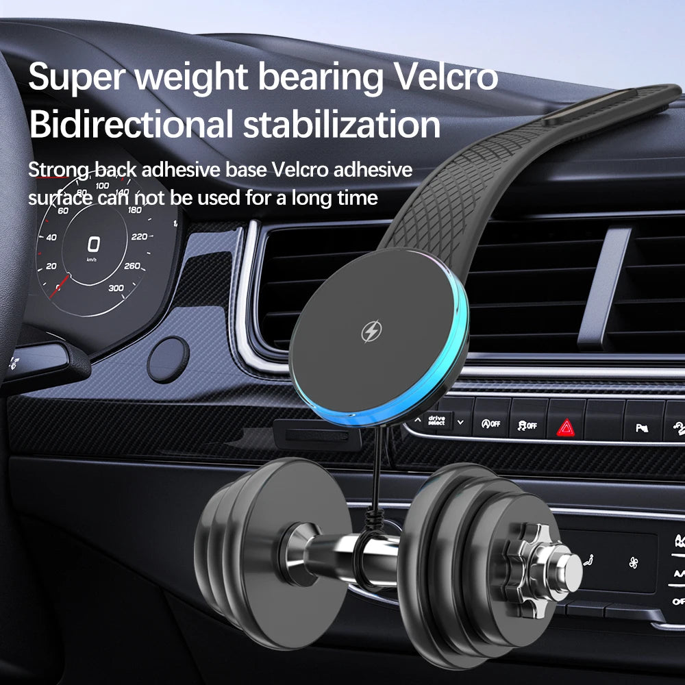 15w Car holder magnetic wireless charger compatible with iPhone MagSafe 17 16 15 14 13 12 car mount charger adjustable angle