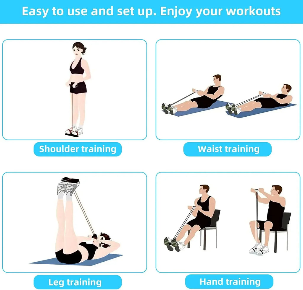 4/6 Level Resistance Band Elastic Bands with Non Slip Handles for Home Fitness Abdominal Muscle Training Yoga Pilates Workout